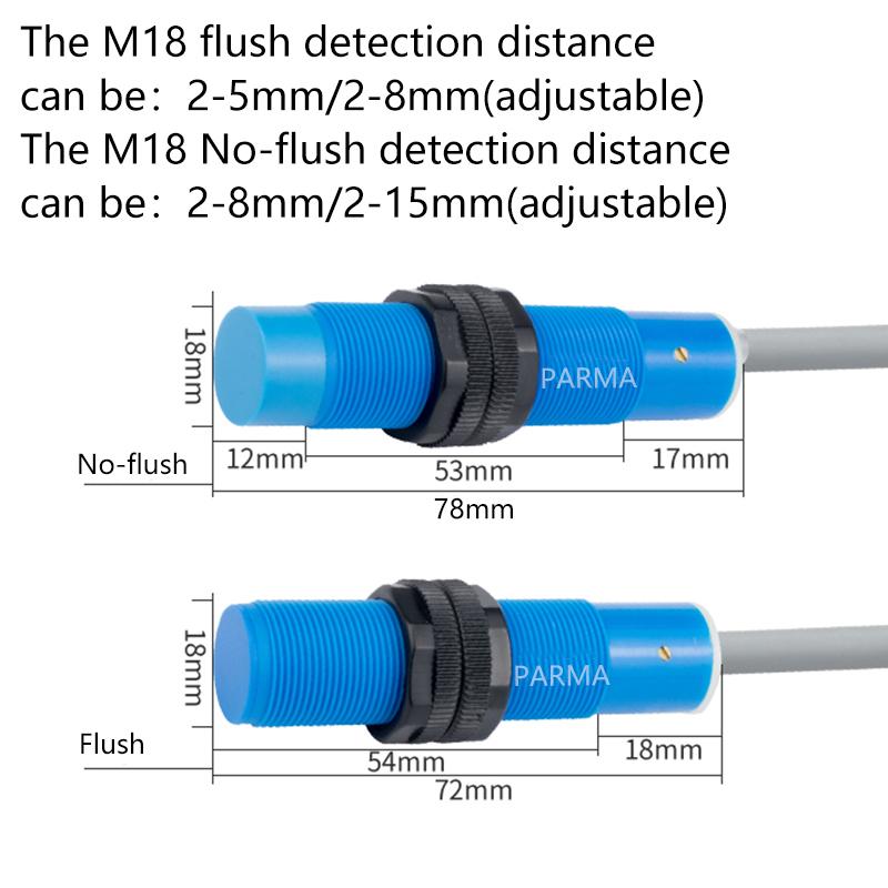 M18 Capacitive Proximity Switch Sensor - Non-metal Detection Switch - Level/Leveling/Stock Sensor