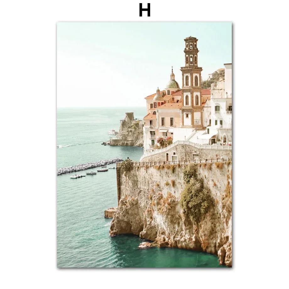 Italy Cinque Terre Sea Town Boat Fruit Tree Nordic Wall Art Canvas Painting Posters And Prints Pictures For Living Room Decor