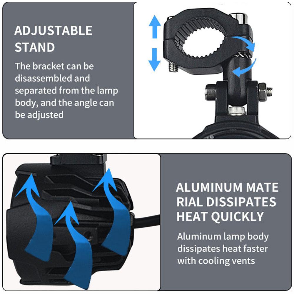 100W Dual-Color LED Motorcycle Headlight Fog Lights - Auxiliary Driving Spotlight Headlamp with Flasher for Enhanced Visibility