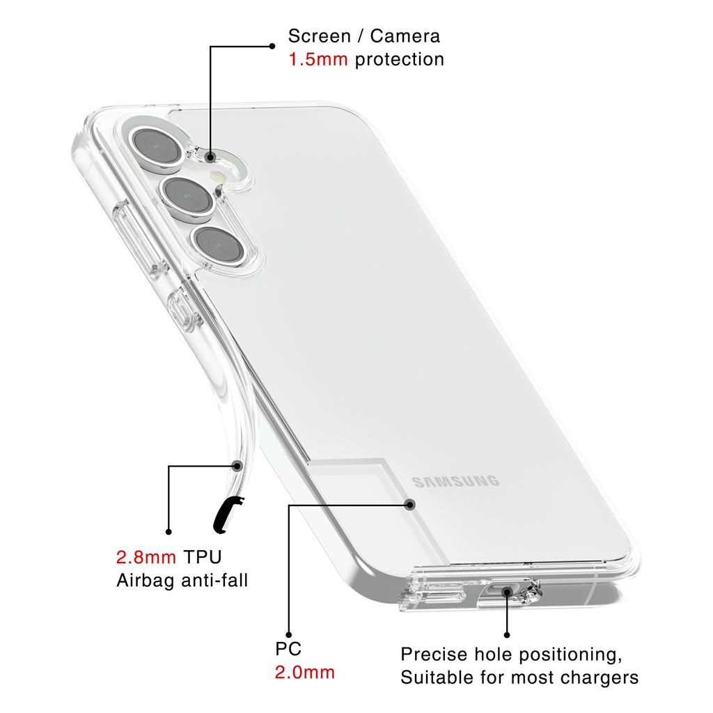 For Samsung Galaxy S25 FE Case PC+TPU Shockproof Clear Phone Cover
