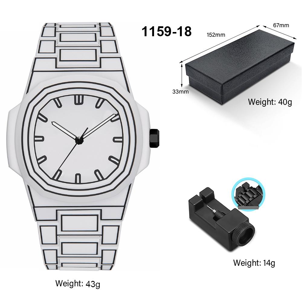 Top-quality Luxurious Men's Sketch Quartz Watch with Arabic Numeral Display in 3D Comic Style