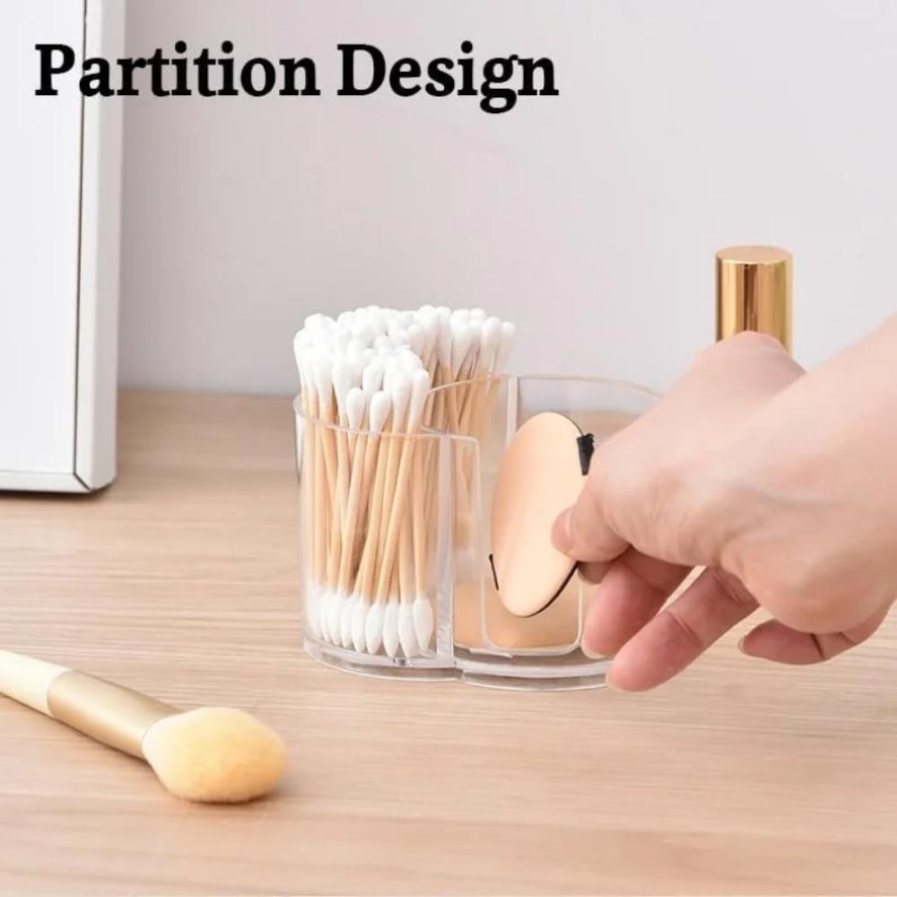Transparent Acrylic Cotton Swab Box Powder Puff Storage Makeup Organizer Bathroom Organizer