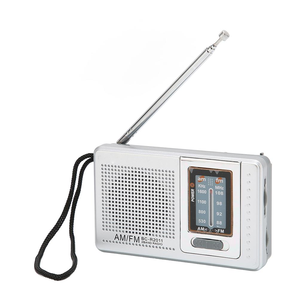 Portable Pocket Radio AM/FM Classic Elegant Design Silver Grey Battery Operated Radio for Home
