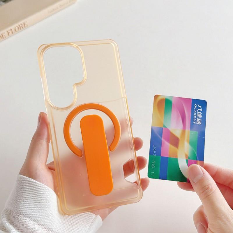 Magnetic Stand Phone Case S26 Ultra S25 S24 Semi-Transparent Matte Card Slot Shockproof