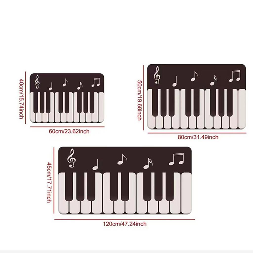 Modern Minimalist Black White Piano Key Crystal Velvet Non Slip Bedroom Rug Headboard Floor Mat