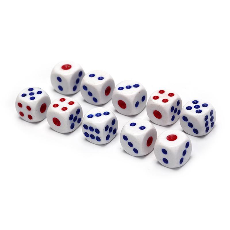 10Pcs Six Sided Square Opaque 10Mm D6 Dice Portable Table Games Tool