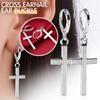 Non-pierced Clip On Cross Dangle Hoop Earrings Set, Stainless Steel No Piercing