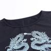 2024 Dragon Print Women's Cotton Crop Top - Short-Sleeve, Versatile Chinese Style Fashion.