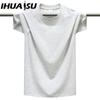 IHUASU Хлопковая футболка с коротким рукавом, мужская модная свободная рубашка с половиной рукава, сострадательная рубашка с принтом