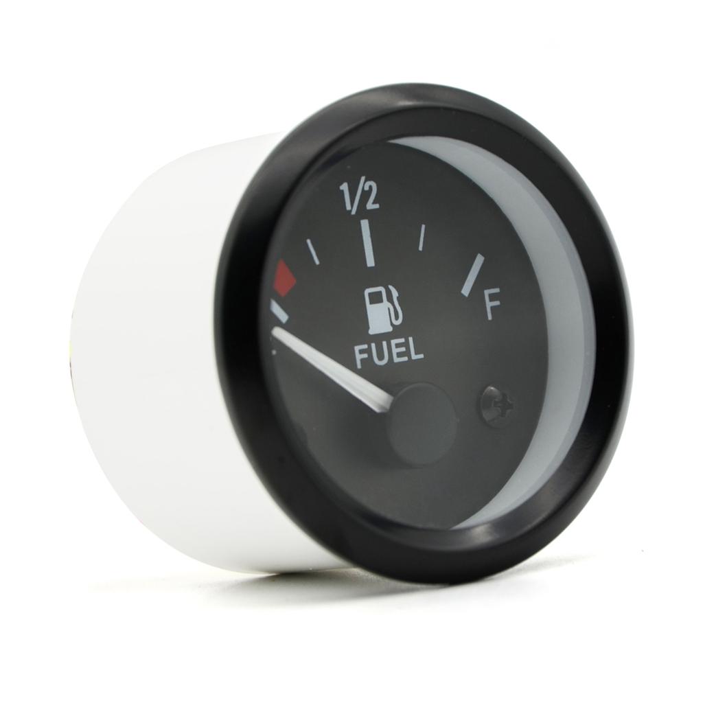 2 52mm Fuel Level Gauge, Pointer 12V Car Fuel Tank Meter with LED Backlight Rim Automotive Gauges with Fittings