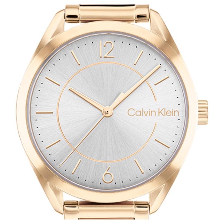 Calvin Klein Кварцевые часы Стальной браслет Белый циферблат Тип C Искушение Маленькие золотые часы Женские часы Серебристый 25200191
