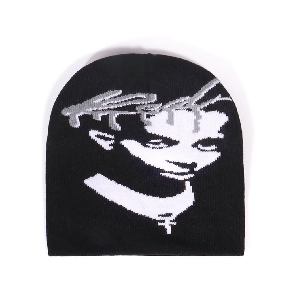 Fashion Figure Portraits And Letter Patterns Men Casual Knitted Hats For Winter