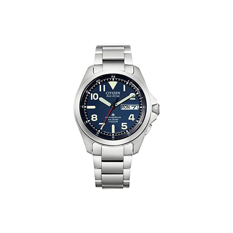Наручные часы CITIZEN PROMASTER (Радиоуправляемые, Водонепроницаемость 20 АТМ, Легко читаемые) AT6080-53L, Легкие титановые часы с индикацией дня недели и даты,
