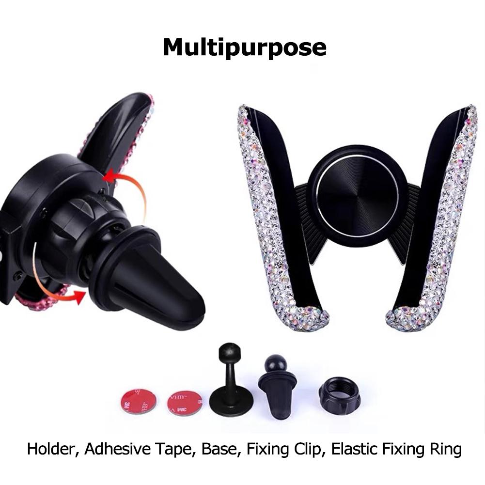 Car Phone Holder Women Diamond Crystal Car Air Vent Mount Holder Mobile Phone Holder Stand In Car Bracket Interior Accessories