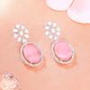 Великолепные серьги Estele с родиевым покрытием, CZ и мятно-розовыми камнями для женщин