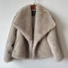 Womens Faux Fox Fur Coat With Oversized Collar Warm Winter Outerwear Street Style