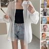 Sunscreen Outwear Solid Color Versatile Buttons Placket Women Beach Style Chiffon Top Shawl Female Clothing