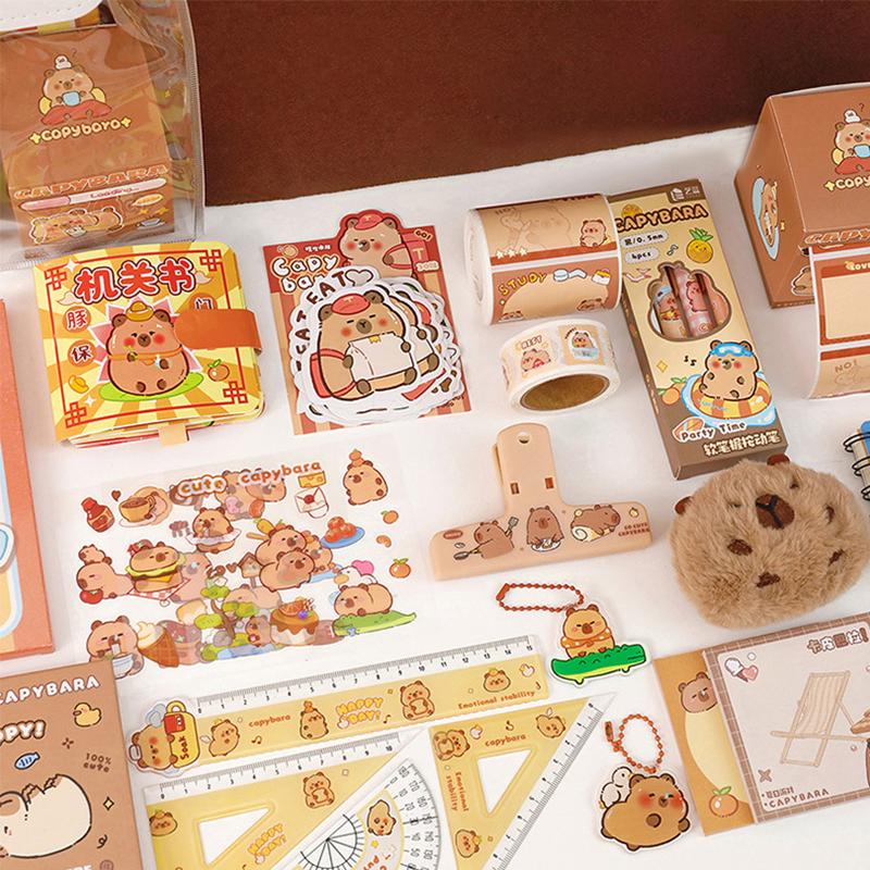 1 комплект канцелярских принадлежностей Kawaii Capybara, мультяшный милый набор канцелярских принадлежностей для сумок, офисные школьные принадлежности, канцелярские принадлежности для студентов, подарки на день рождения