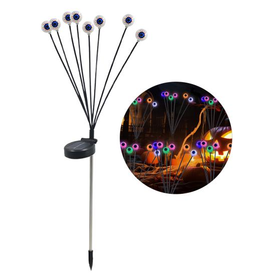 Solar Eyeball Lights Halloween Outdoor Stake Lights Colorful Glowing Ghost Eye Design Waterproof Decorative