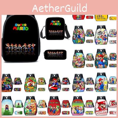 Новое поступление Рюкзак с мультяшным Марио для учеников начальной и средней школы В комплекте сумка для ланча и пенал