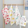 5Pcs Cotton Highly Absorbent Square Towels Multi-size Cartoon Print Soft Baby Towel Six Layers Gauze Kids Handkerchief