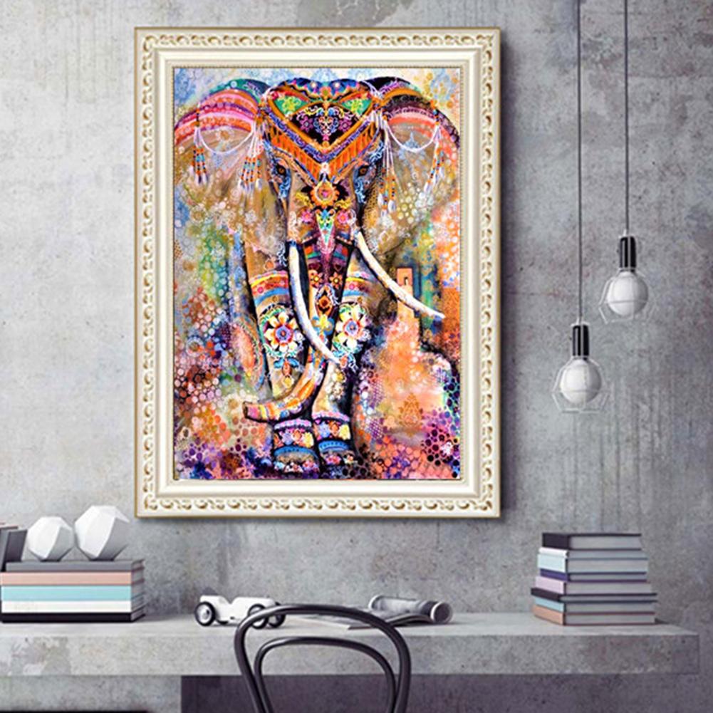 30x40cm Oil Canvas Diy 5D Material Kit Elephant-shaped Pattern Full Rhinestone Embroidery Home Decoration
