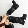 Chunky Platform Women High Boots Fad Designer Mid Heels Leather Shoes 2025 Trend Winter Knee High Oxford Motorcycle Botas Mujer