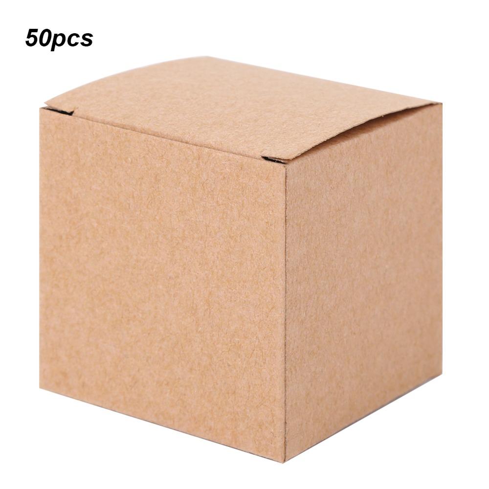 50PCS Paper Boxes With Lids Candy Box Wrapping Supplies Kraft Paper Box Wedding