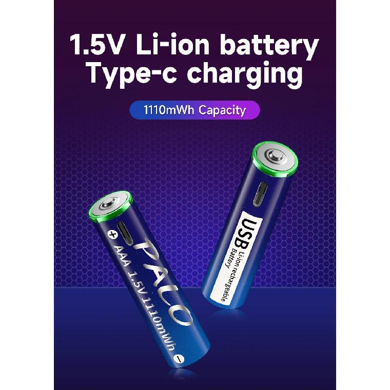 PALO 1.5V AAA литий-ионный аккумулятор 1110 мВтч 1.5V AAA USB перезаряжаемый li-ion аккумулятор для Пульта дистанционного управления беспроводной мыши + USB-кабель