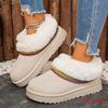 Женские зимние теплые меховые сапоги большого размера на мягкой подошве с меховой отделкой голенища, утепленные подкладкой ботильоны до щиколотки, нескользящие, для пеших прогулок, повседневные, спортивные, хлопковые сапоги