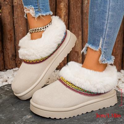 Женские зимние теплые меховые сапоги большого размера на мягкой подошве с меховой отделкой голенища, утепленные подкладкой ботильоны до щиколотки, нескользящие, для пеших прогулок, повседневные, спортивные, хлопковые сапоги