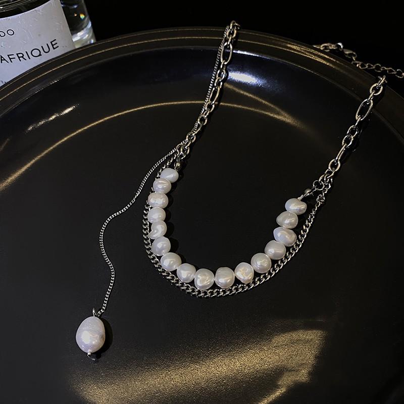 Baroque Freshwater Pearl Layered Necklace Women Tassel Choker Chain Fashion Jewelry
