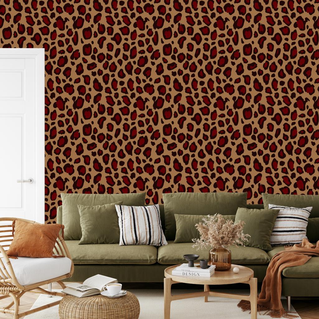 Red Velvet Leather Wallpaper Burgundy, Rust, and Orange 50x1000