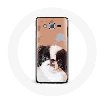 Coque Pour Samsung Galaxy J3 2016 Épagneul Japonais Noir Et Blanc Race De Chiens