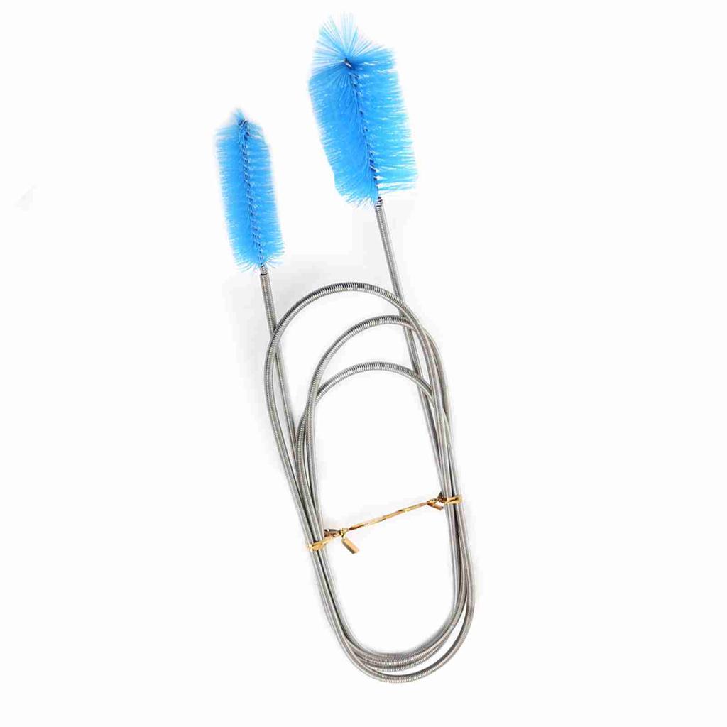 Flexible Cleaning Ended Brush Double Tubes Brush Pipe Fish Tank Spring Clean Tool(Blue)