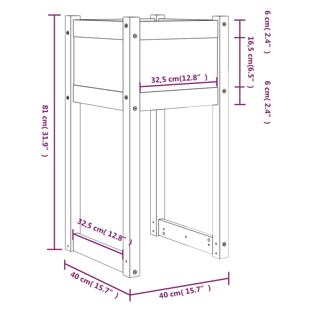 Vidaxl Donica, 40X40X81 Cm, Lite Drewno Sosnowe