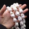 1String White Baroque Artificial Pearl Beads 1.8-2.2cm, Handmade Fishtail Beads for DIY Women Men Necklaces Bracelets Accessories, Jewelry Making 36cm