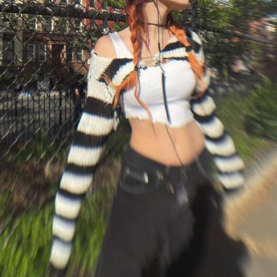 Женский кардиган в полоску, подходящий по цвету, с вырезом, прикрывающий свитер