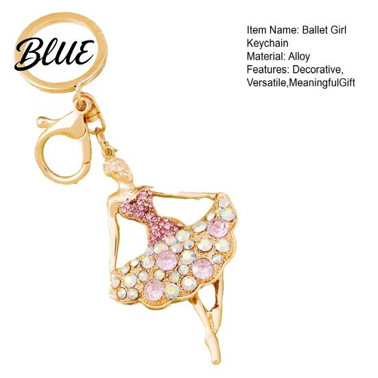 Sparkling Keychain Ballerina Rhinestones Ballet Dancer Key Ring for Women