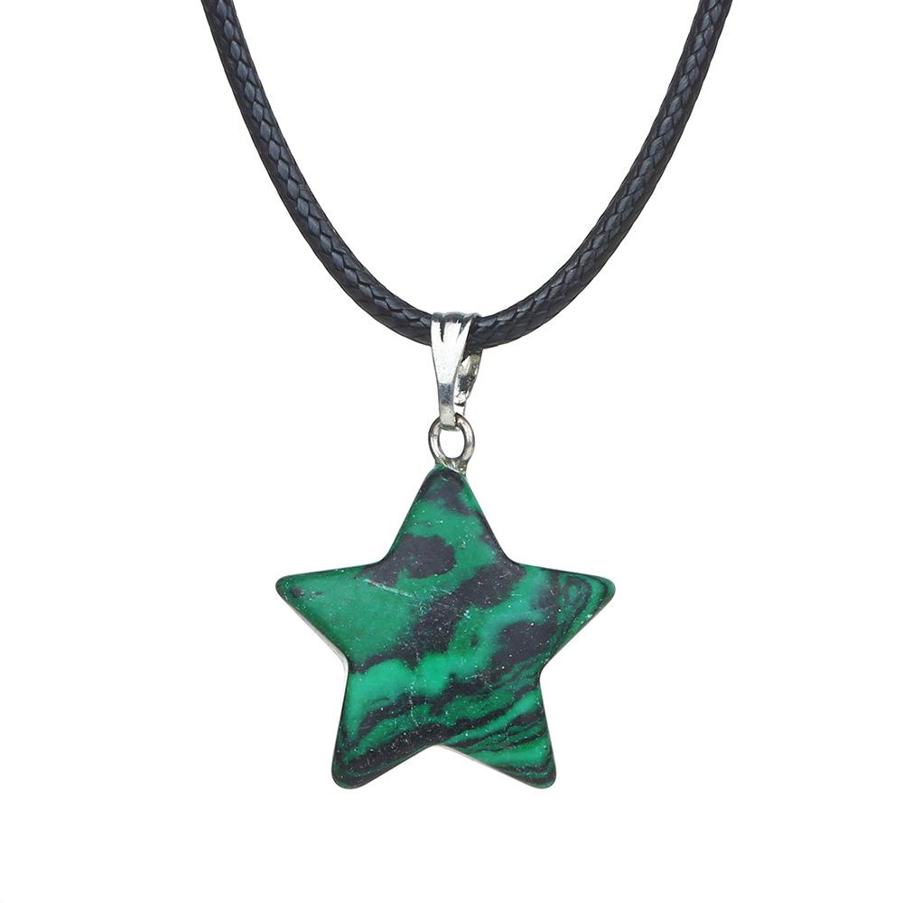 Natural stone star pendant, Xiuyu, blue patterned stone, pentagram necklace, jewelry