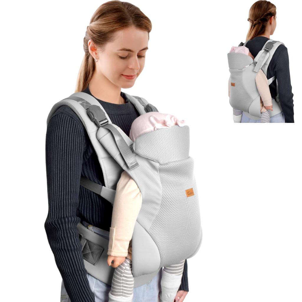 CUBY Слинг-кенгуру для новорожденных с поясничной поддержкой и слюнявчиком для ношения на спине, легкий, подходит для младенцев после поддержки шеи (Лицом к лицу,