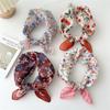 55cm Girls Cotton Linen Spring Summer Square Scarf for Women Korean Chic Headband Fashion Decorative Hairband Floral Neck Scarf
