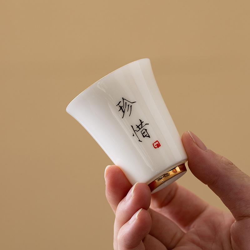 White porcelain Kung Fu tea set, teacup, ceramic master cup, single cup, tea tasting cup, tea cup, tea bowl, gift box.