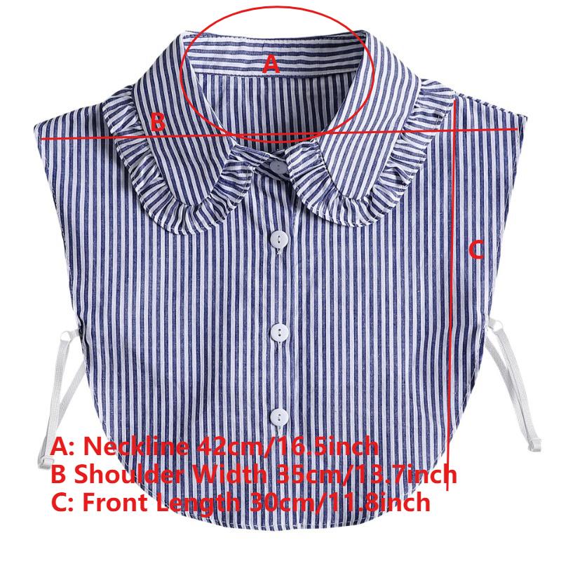 Идеальное Сочетание Синяя Полоска Плиссированный Ложный Воротник С Кружевом Лист Лотоса Съемный Воротник Рубашка Дикки Половина Блузки Ложный Воротник Для Женщин Девушек