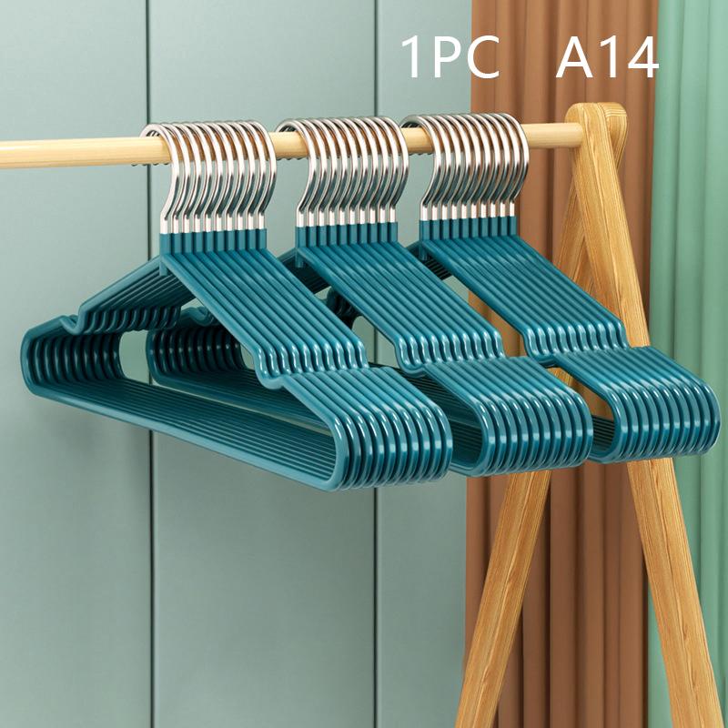 Clothes Hanger Hanger With Grooves For Airing Children Adult Metal Simple Thick Non-Slip Dip Plastic Coat Hanger Blue Green
