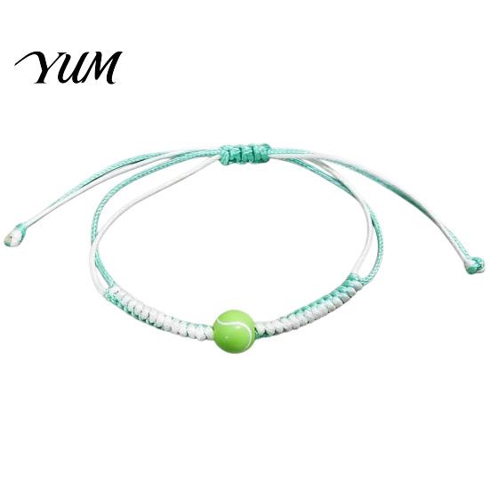 Sporty Daily Wear Accessory Sports Themed Braided Bracelet, Adjustable Hand Woven Rope Wristband with Athletic Gift for Friends Ball Charms,
