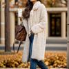 Autumn and Winter Women's Clothing European and American Long-sleeved Lapel Women's Plush Top Extended Coat Coat