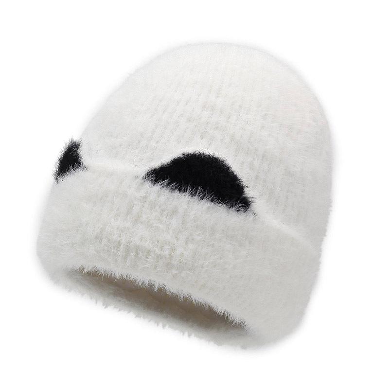 Утолщенная вязаная шапка на осень и зиму, теплая шерстяная шапка, утолщенная флисом, шапка-пуловер с кошачьими ушками, защита ушей, защита лица, шапка для маленькой девочки