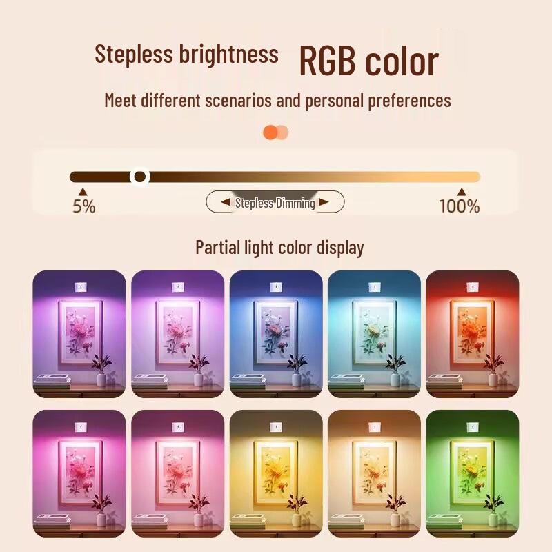 Беспроводная RGB Магнитная Настенная Лампа: Креативный светодиодный ночник для создания атмосферы в спальне