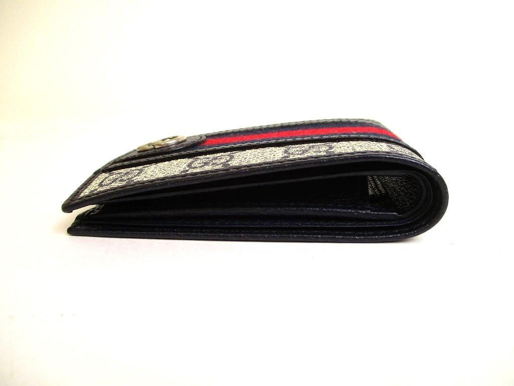 Оригинальный бежевый кожаный складной кошелек GUCCI Ophidia GG Bifold Wallet #9988 Открытая коробка